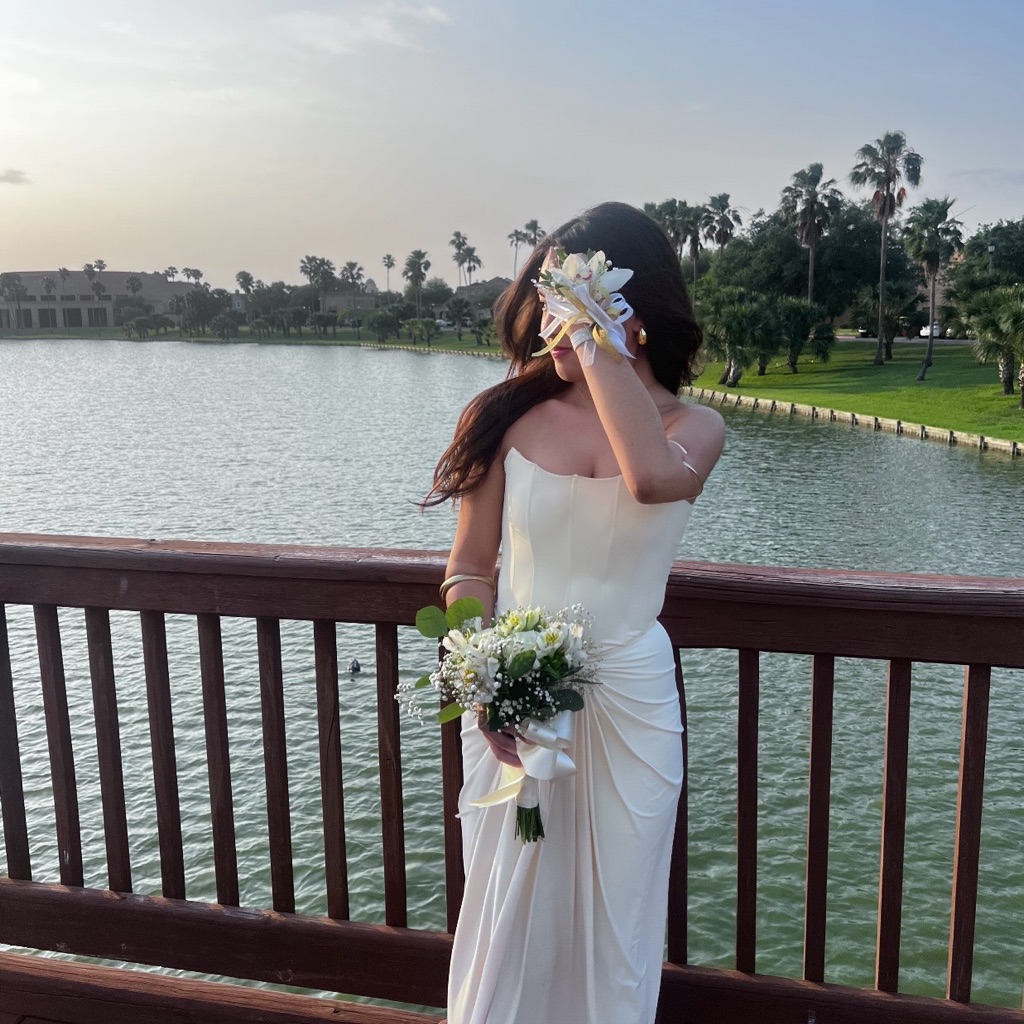 Revolve Ivory Strapless Prom Dress